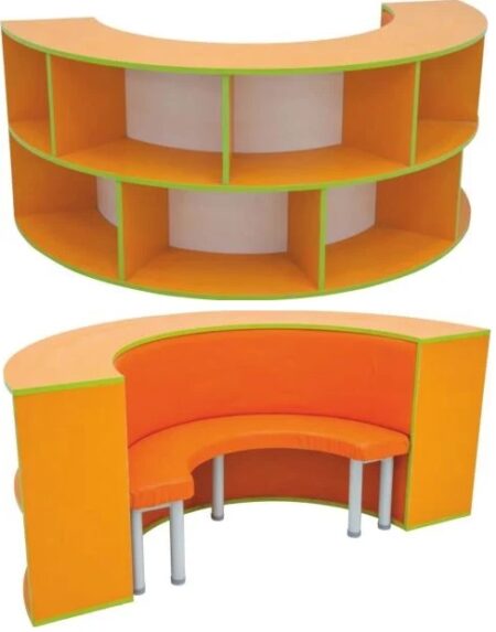 S KİTAPLIK KOLTUKLU ORTASINDA YUVARLAK MASA 90X180Q H70