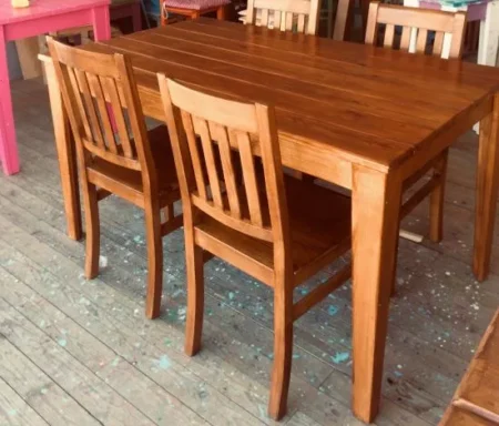 RENKLİ BAHÇE AHŞAP MASA 80*140