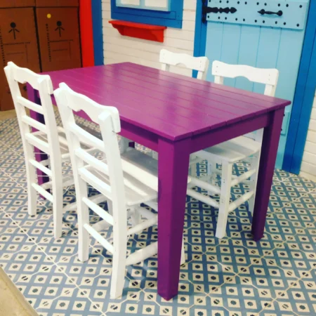 RENKLİ BAHÇE AHŞAP MASA 80*120